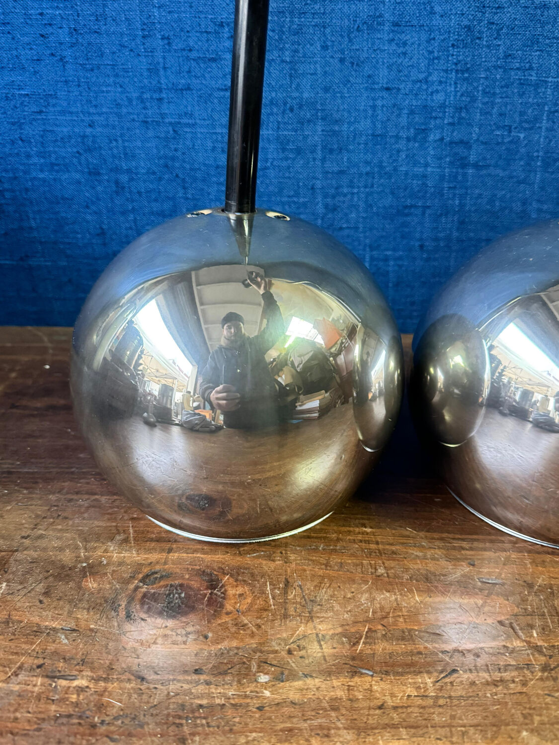 Pair of vintage Space Age pendant wall lights, "Eyeball" model, 1970s