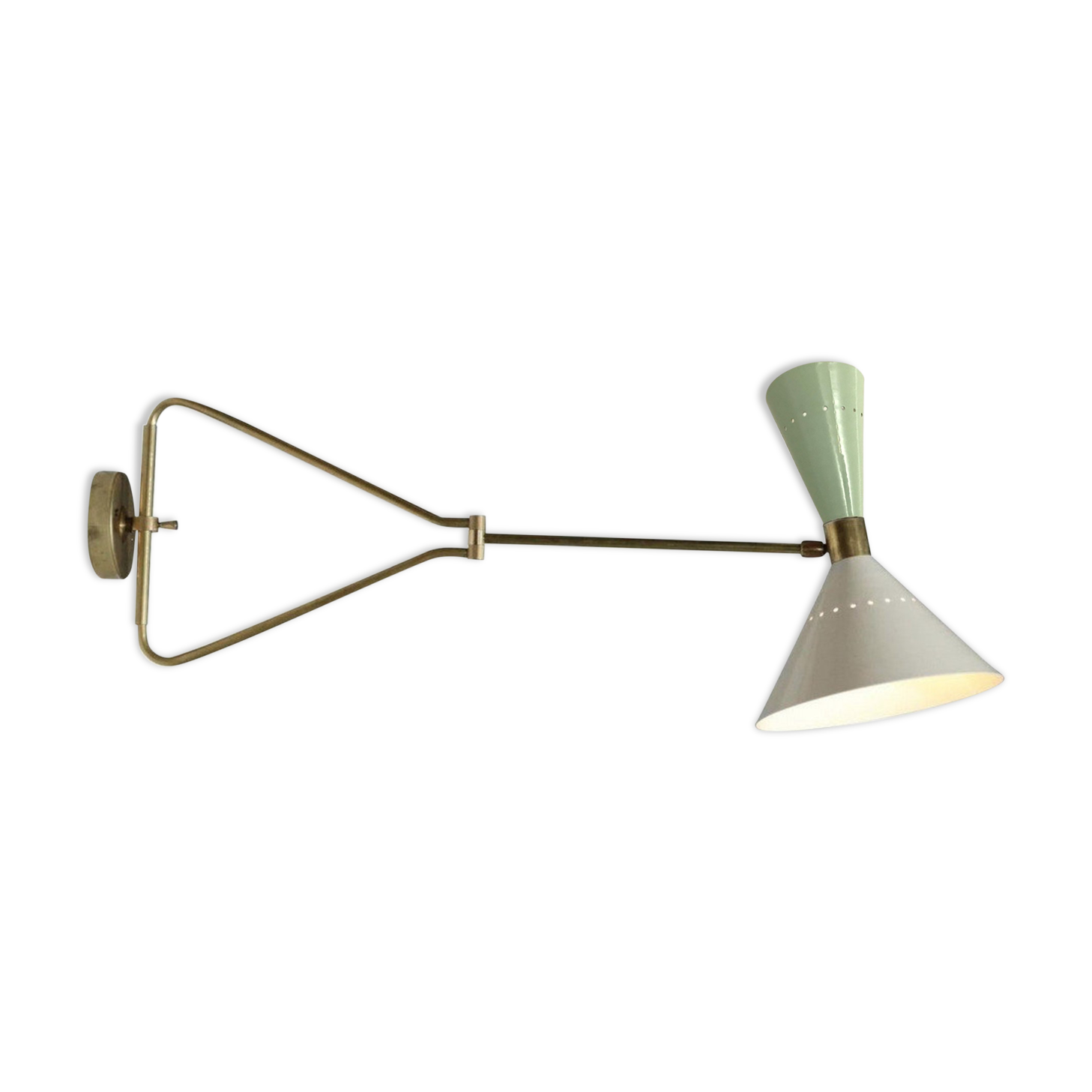 Articulable italian wall lamp sage green & white