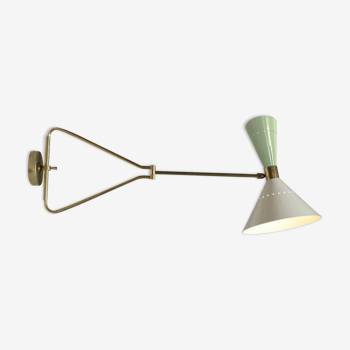 Articulable italian wall lamp sage green & white