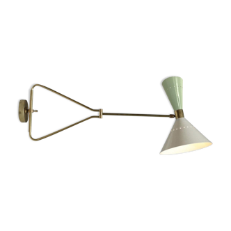 Articulable italian wall lamp sage green & white