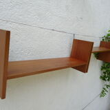 Pair of teak wall shelves
