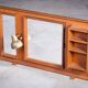 Vintage Freestanding Teak Mirror with Lamp, 1960s