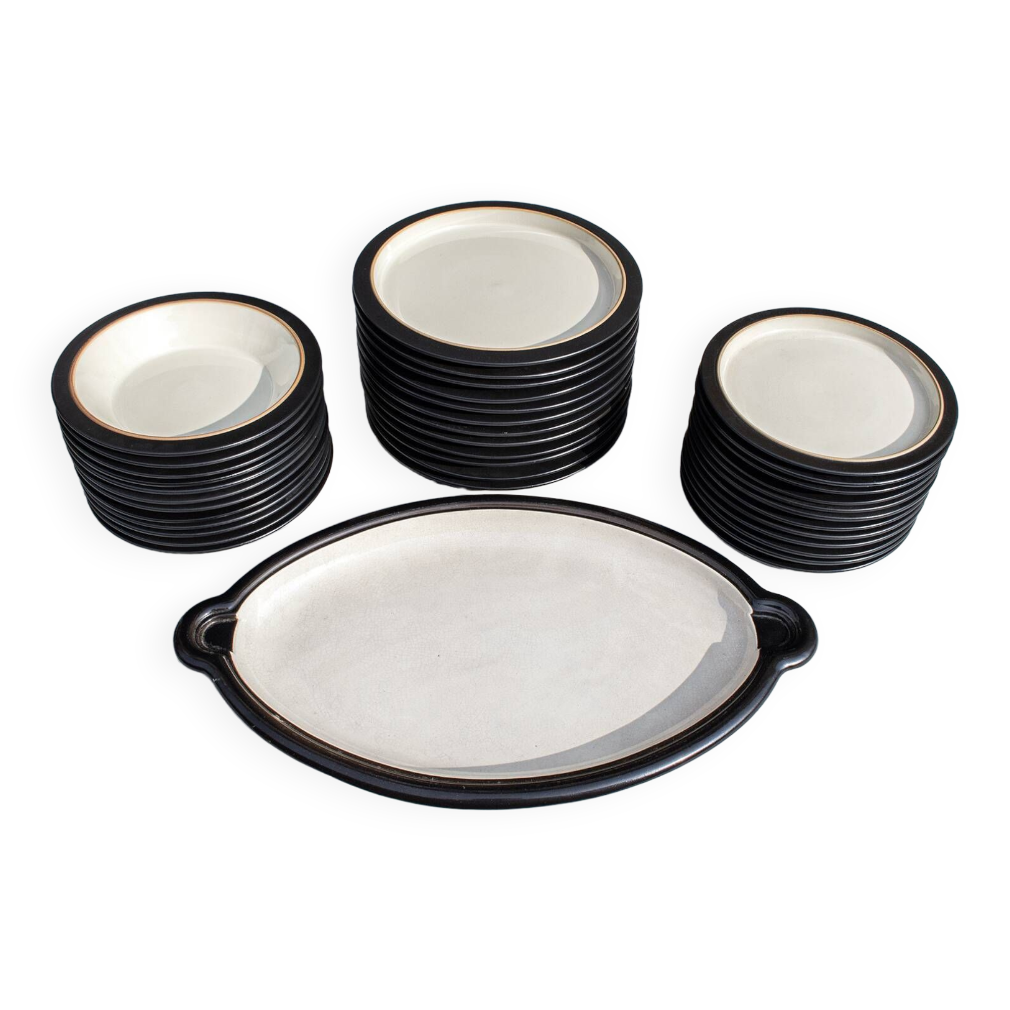 Ceramic plate service by Franco Bucci for Laboratorio Pesaro, 1960s, Set of 37