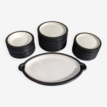 Ceramic plate service by Franco Bucci for Laboratorio Pesaro, 1960s, Set of 37