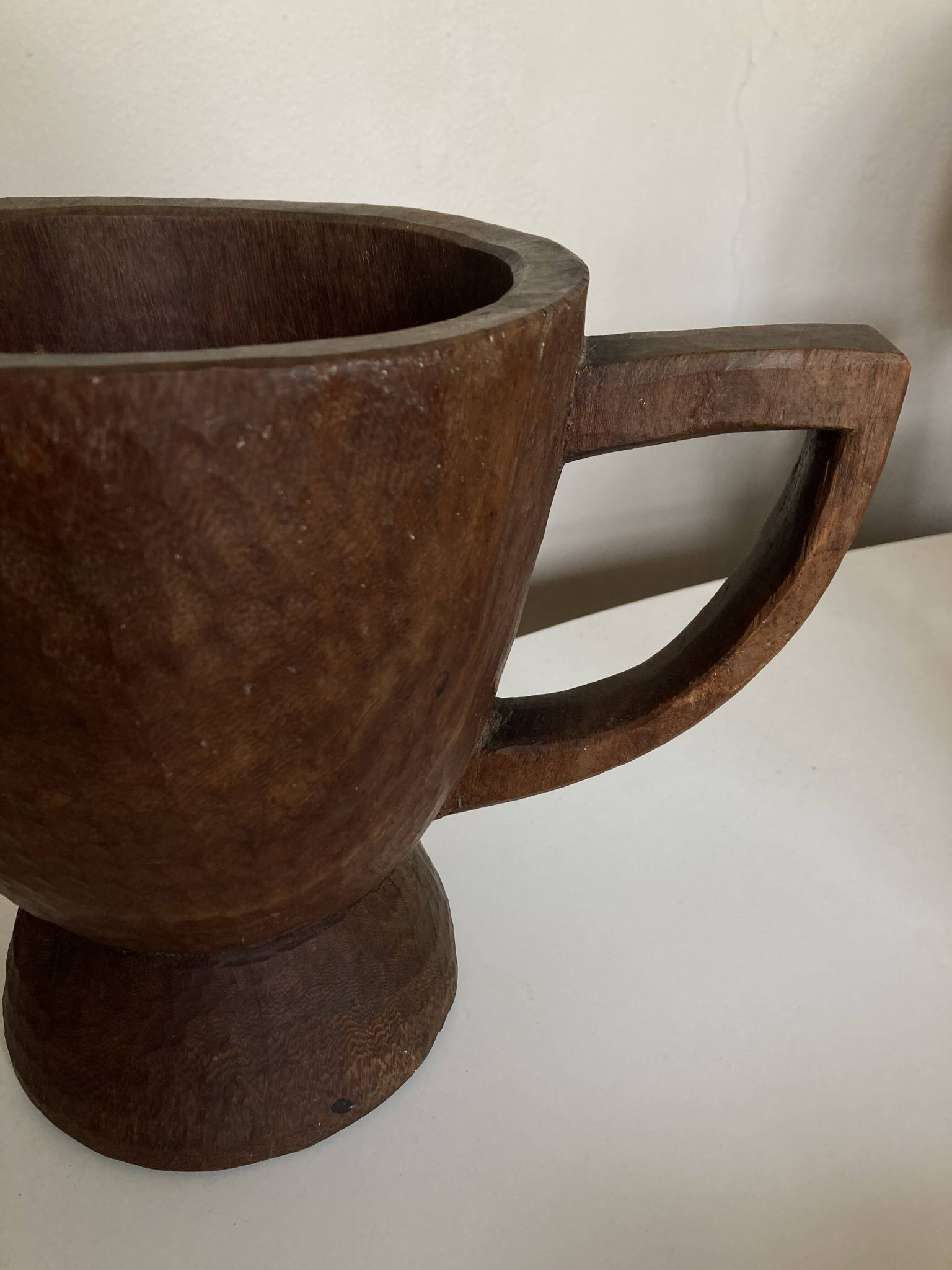 Midcentury Cubist XXXL Cup in West African Monoxyl Wood