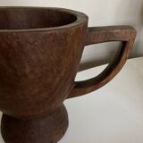Midcentury Cubist XXXL Cup in West African Monoxyl Wood