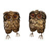 Pair of owls in gilded metal