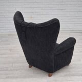 1960s, Danish relax armchair, reupholstered, gray furniture fabric..