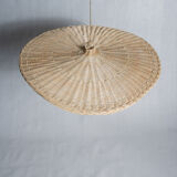 Rattan suspension or shade in the shape of a braided undulating circular tray d:80
