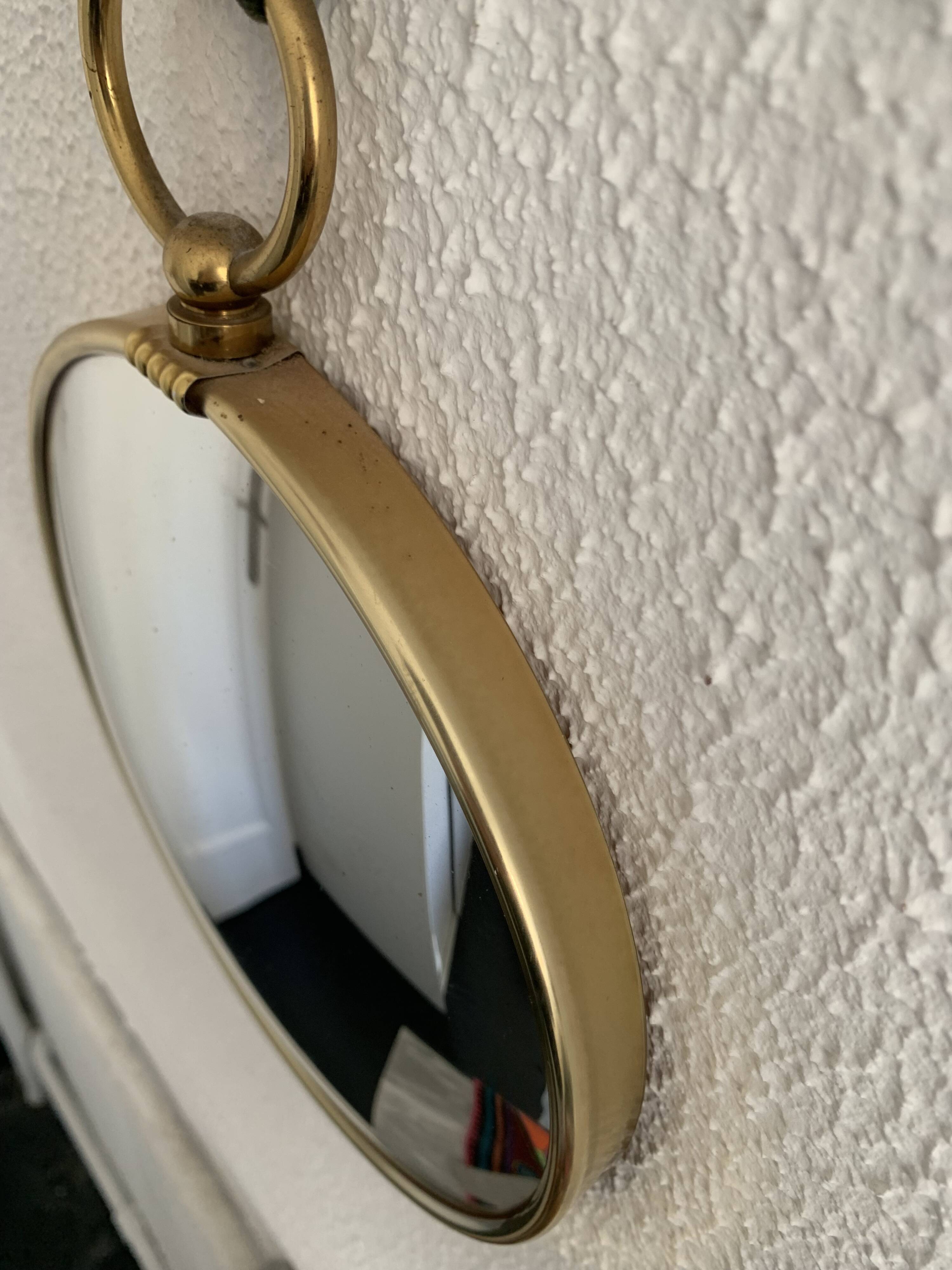 Vintage 1960s green witch's eye mirror - 20 x 67 cm
