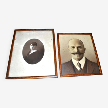 Set of 2 old wooden frames with burl veneer 20x24 and 28.5x22.5