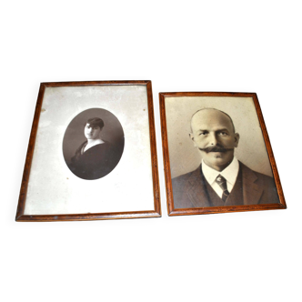 Set of 2 old wooden frames with burl veneer 20x24 and 28.5x22.5