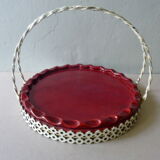 Serving tray in ceramic by Yvon Roy and metal from the 1950s