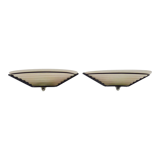 Pair of vintage italian design wall lights in metal and pink frosted glass. year 80