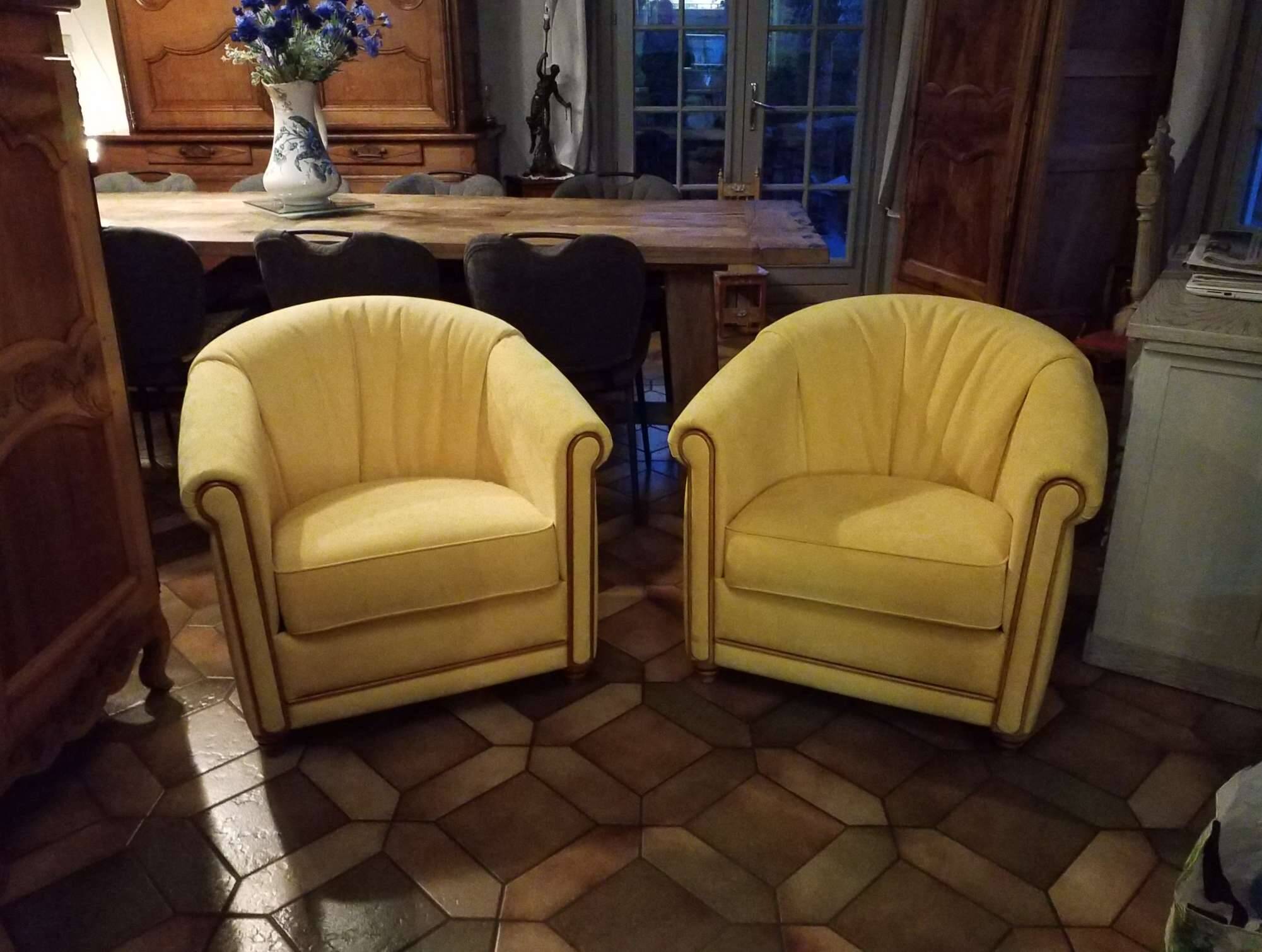 Pair of yellow armchairs