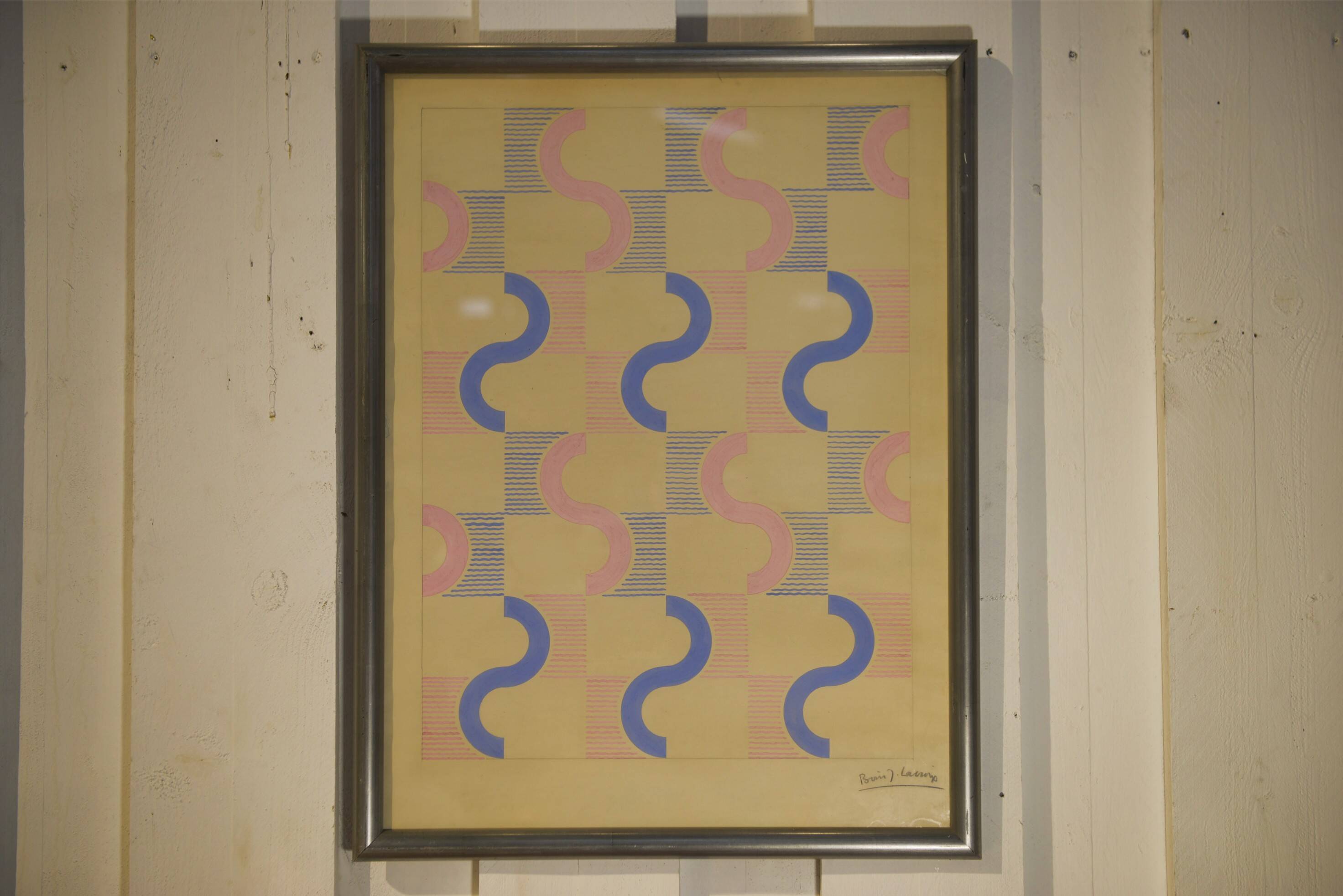 Gouache on paper original unique modernist work by Jean Boris Lacroix 1940s