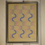 Gouache on paper original unique modernist work by Jean Boris Lacroix 1940s