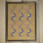 Gouache on paper original unique modernist work by Jean Boris Lacroix 1940s