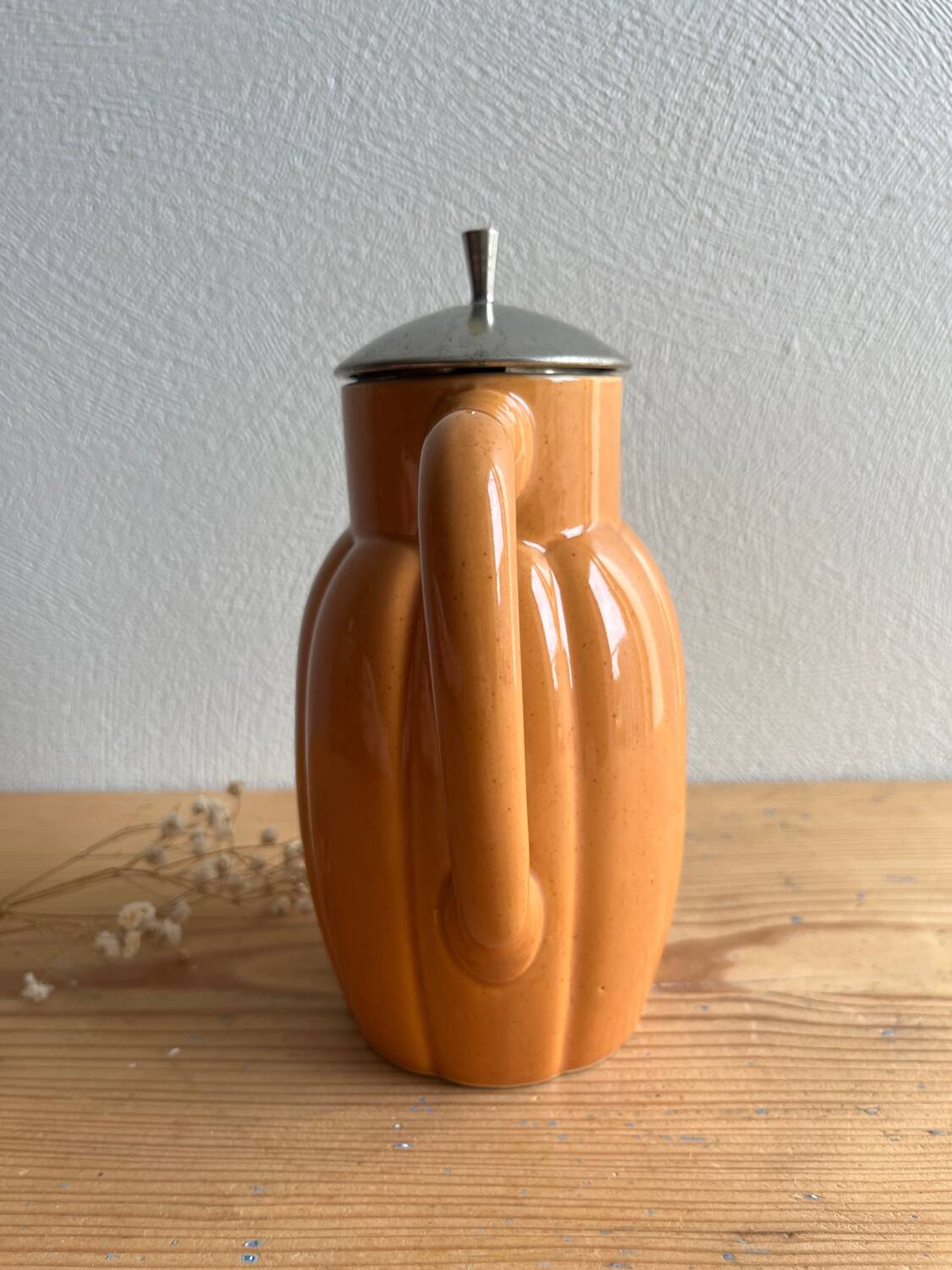 Teapot / jug / carafe / vintage earthenware pitcher in the style of Digoin Sarreguemines.
