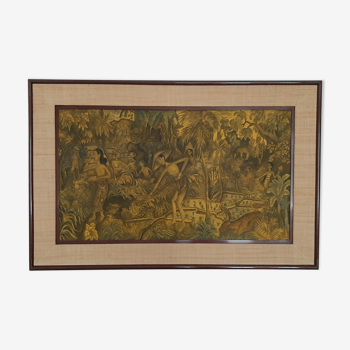 Framed Indonesian painting 93 x 60.5 cm