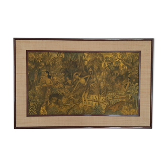 Framed Indonesian painting 93 x 60.5 cm