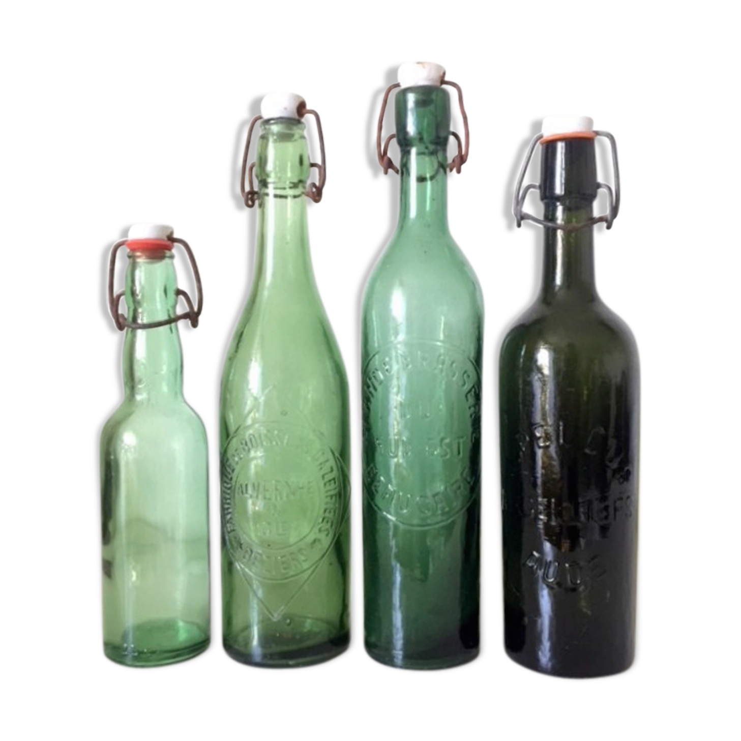 4 bottles Brasserie green glass