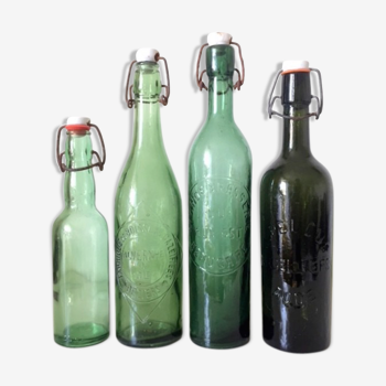 4 bouteilles Brasserie verre vert