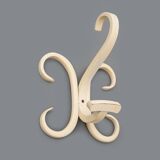 Curved white wooden coat hook, 1960s