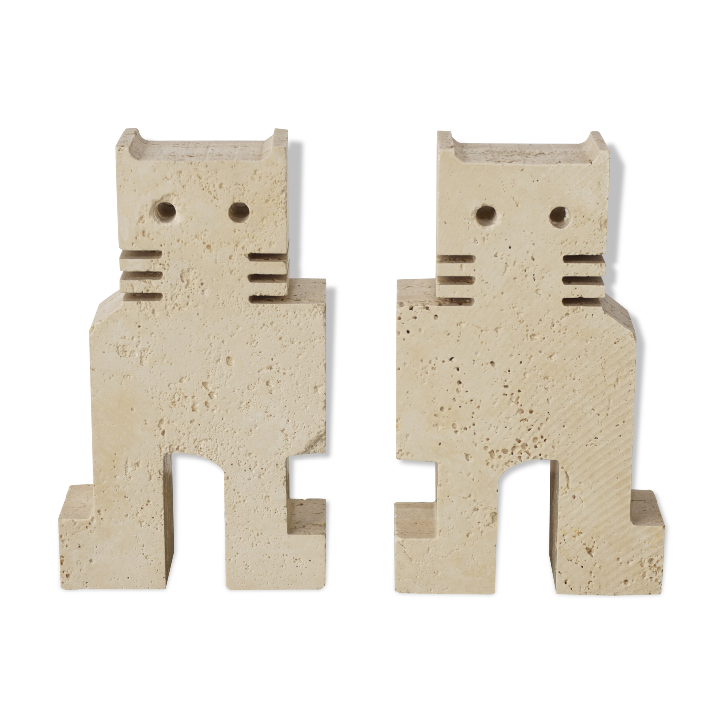 Pair of travertine bookends in  design Fratelli Mannelli