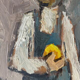 Oil on canvas "Young Girl with Fruit" 20th century, signed