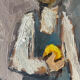 Oil on canvas "Young Girl with Fruit" 20th century, signed