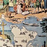 Affiche ancienne carte illustrée du Canada de 1948 - JP Pinchon