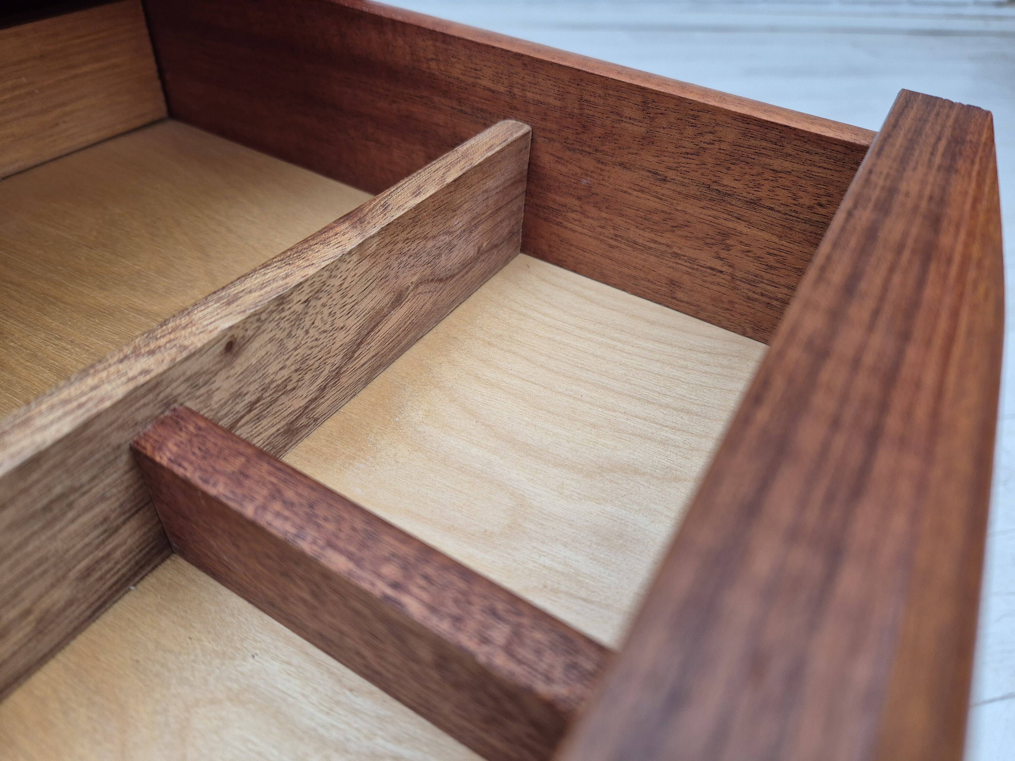 1970s, Danish chest of drawers, teak wood, rattan, original condition.