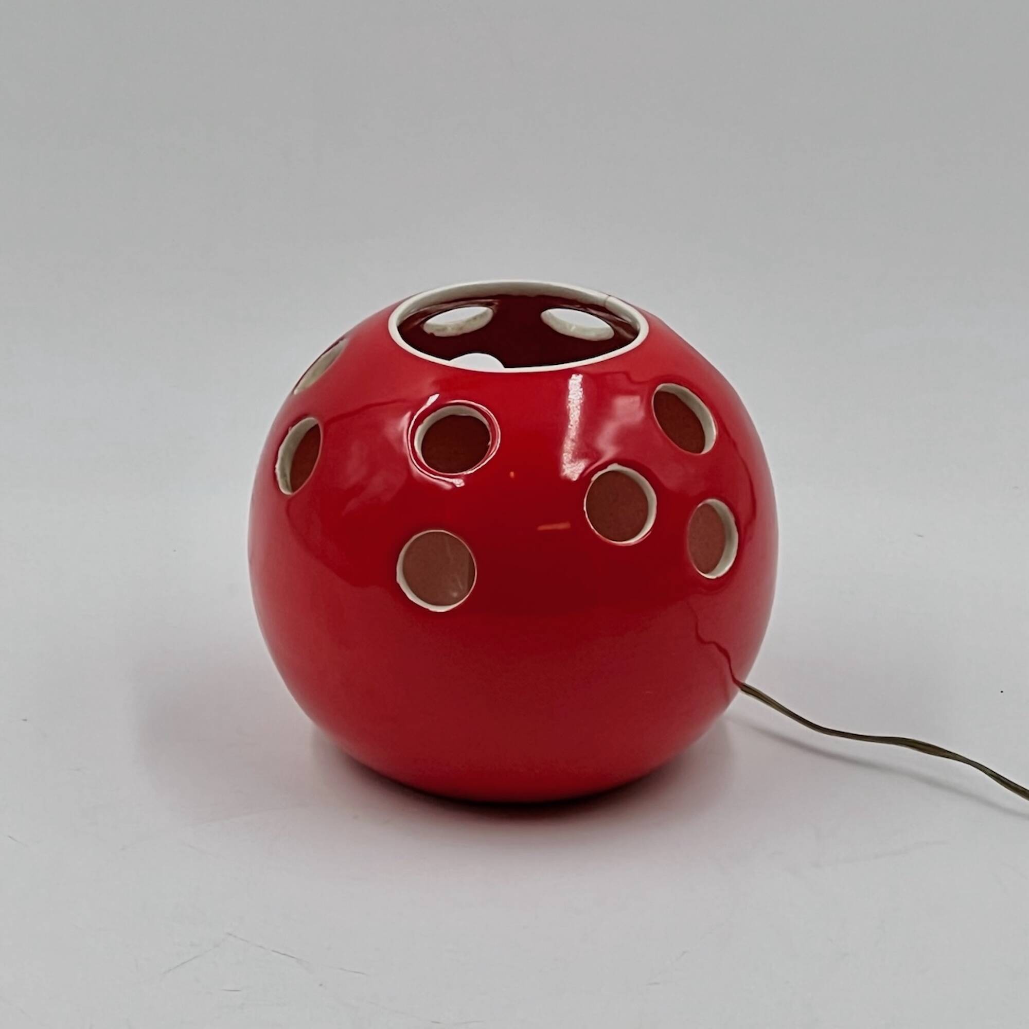 Vintage Red Ceramic Lamp Handcrafted in Italy, 1970s