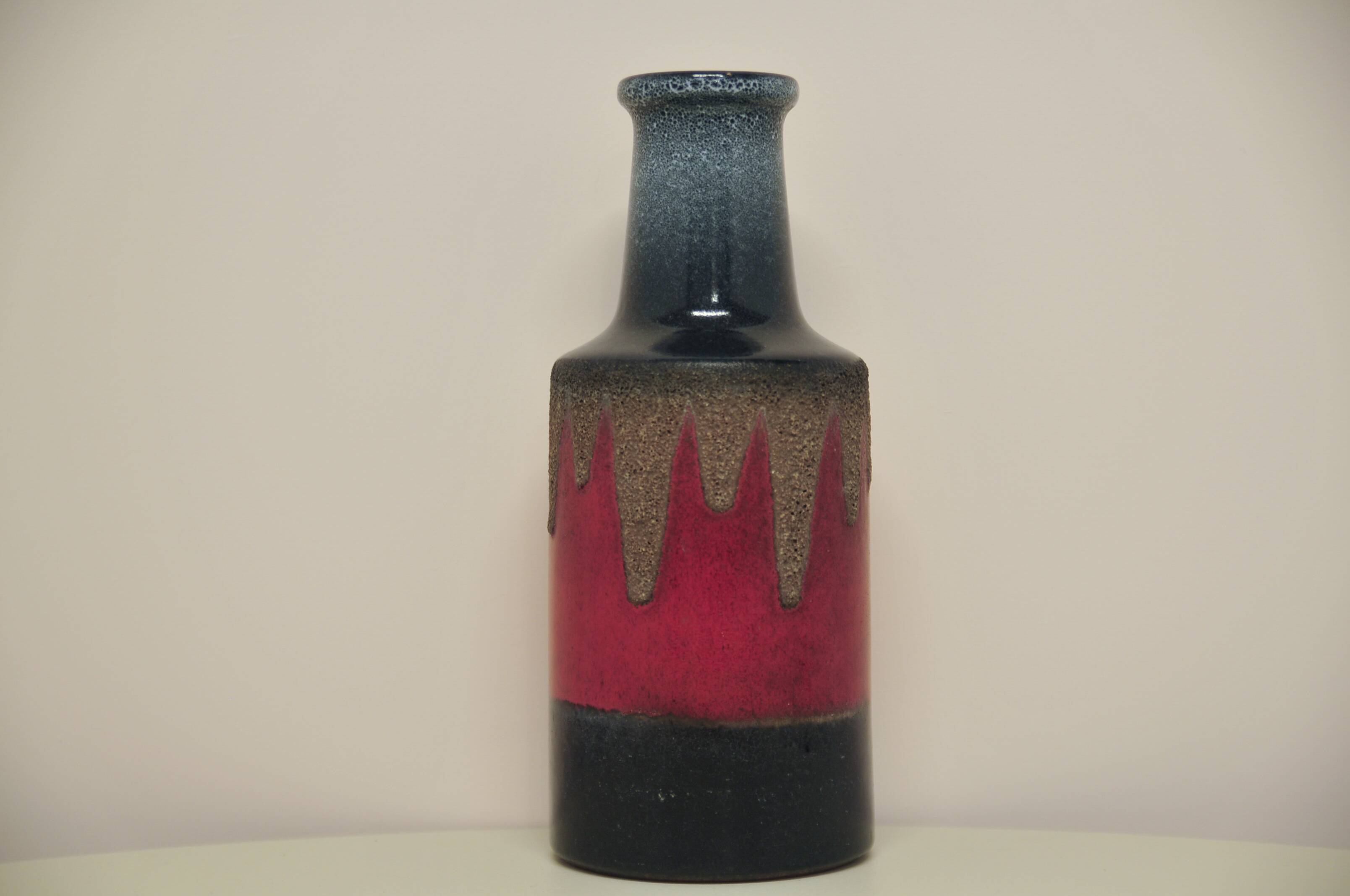 vintage red and grey-blue West Germany vase VEB Handelsleben