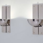 Pair of modernist wall lights by Claude Parent, nickel-plated steel, 1992.