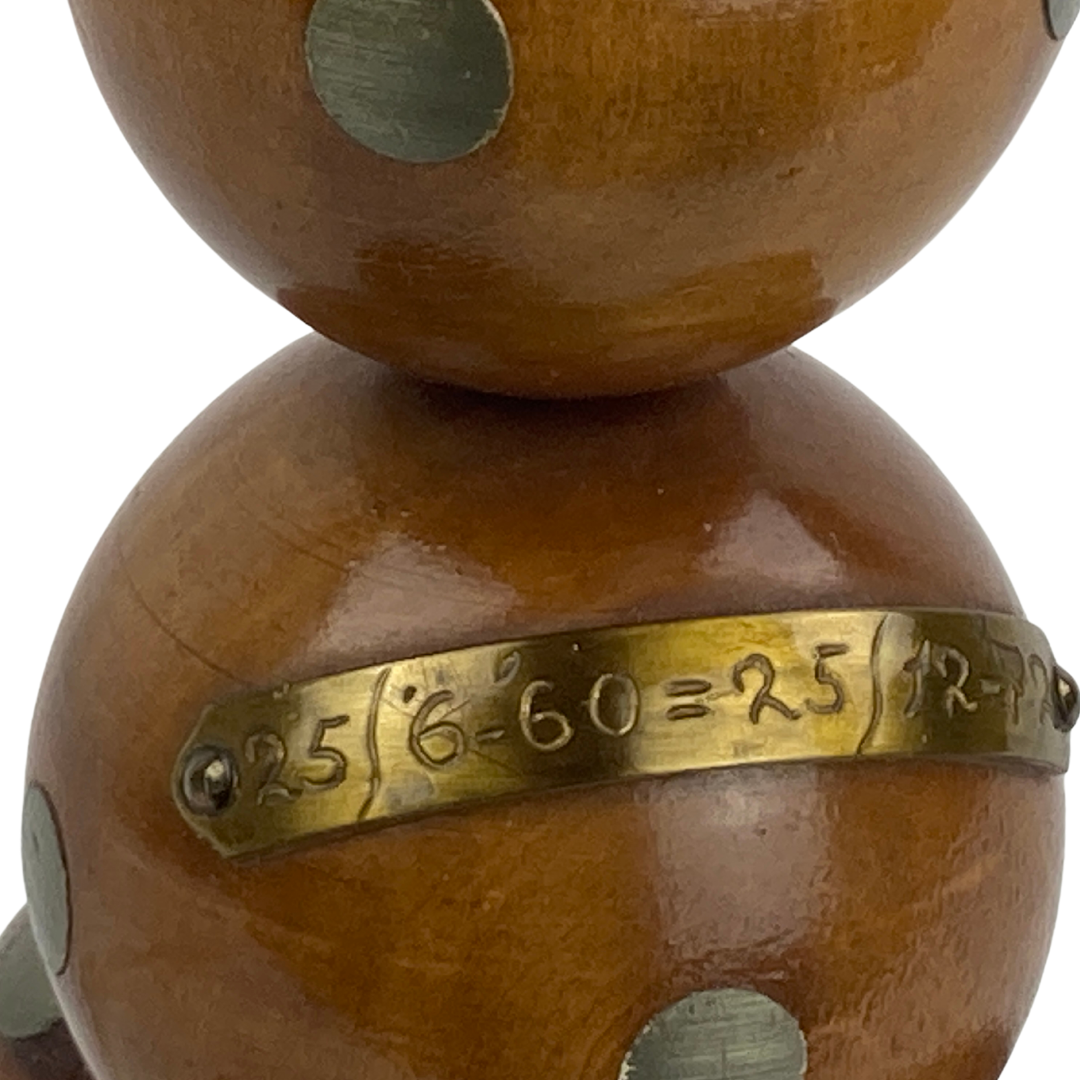 Dutch unique handcrafted wooden sphere ball table lamp, 1970s
