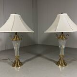 Lampes de table Hollywood Regency en cristal et laiton par Underwriters Laboratories Inc