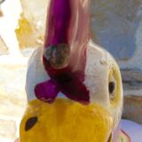 Old pitcher in slip - rooster - signature under the base - les islettes -