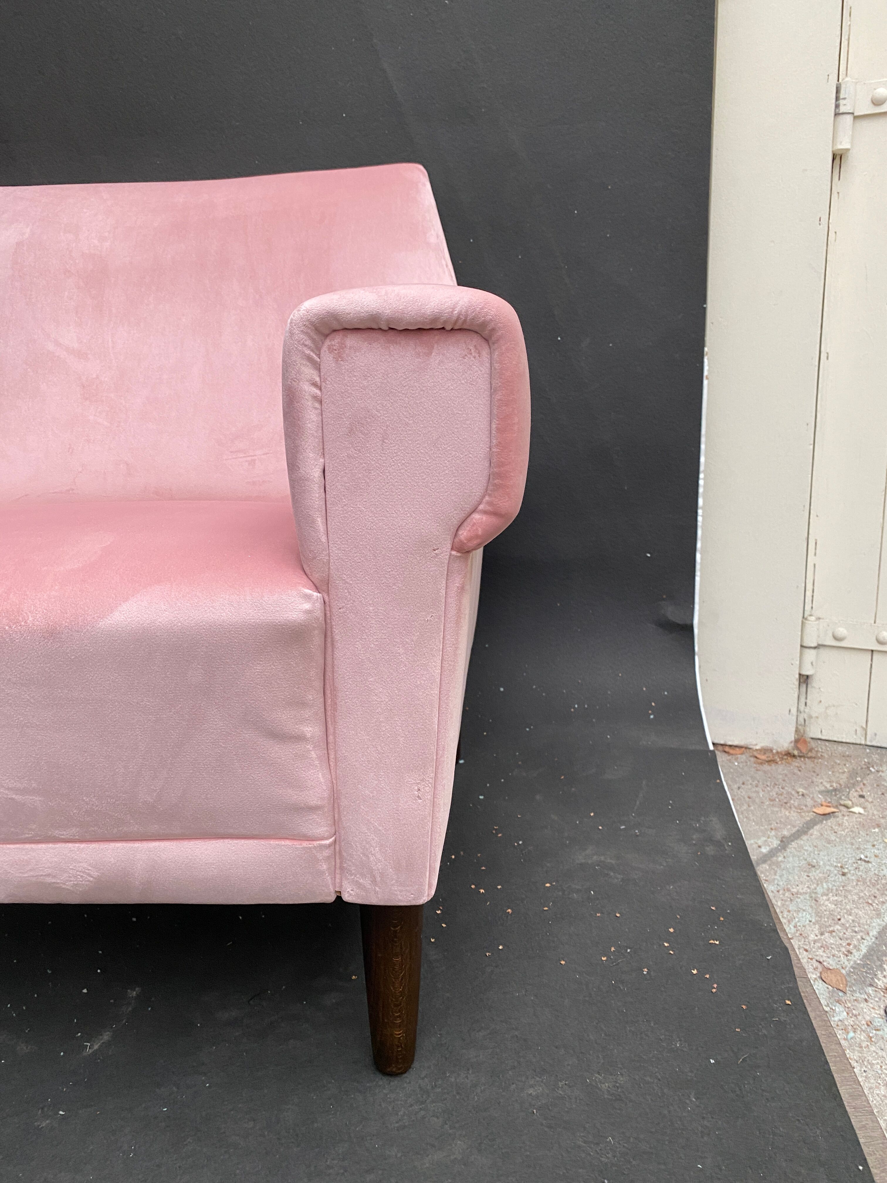 Vintage pink velvet armchair