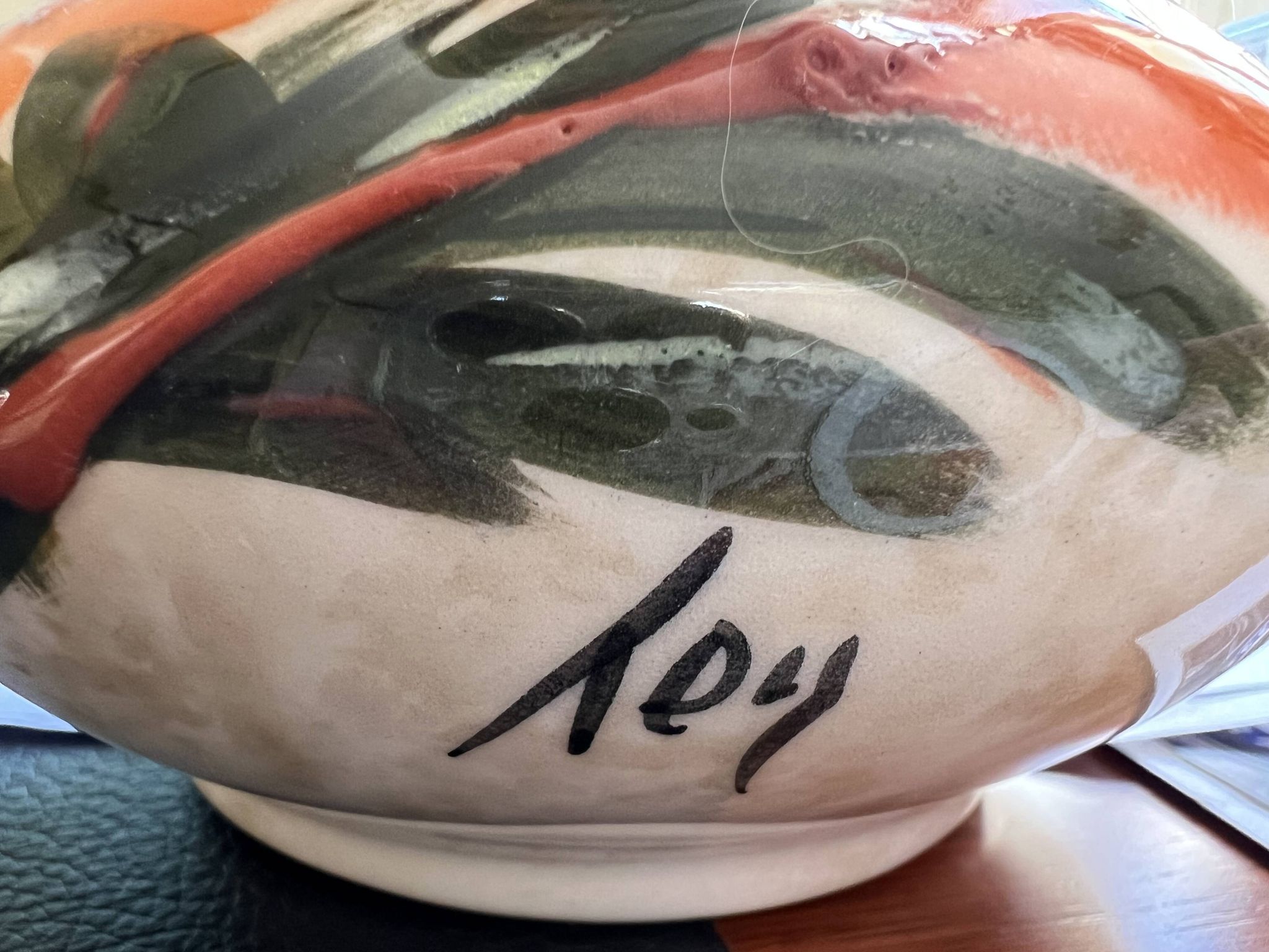 Vase vintage en céramique signé Roy – Décor Main – Années 60/70