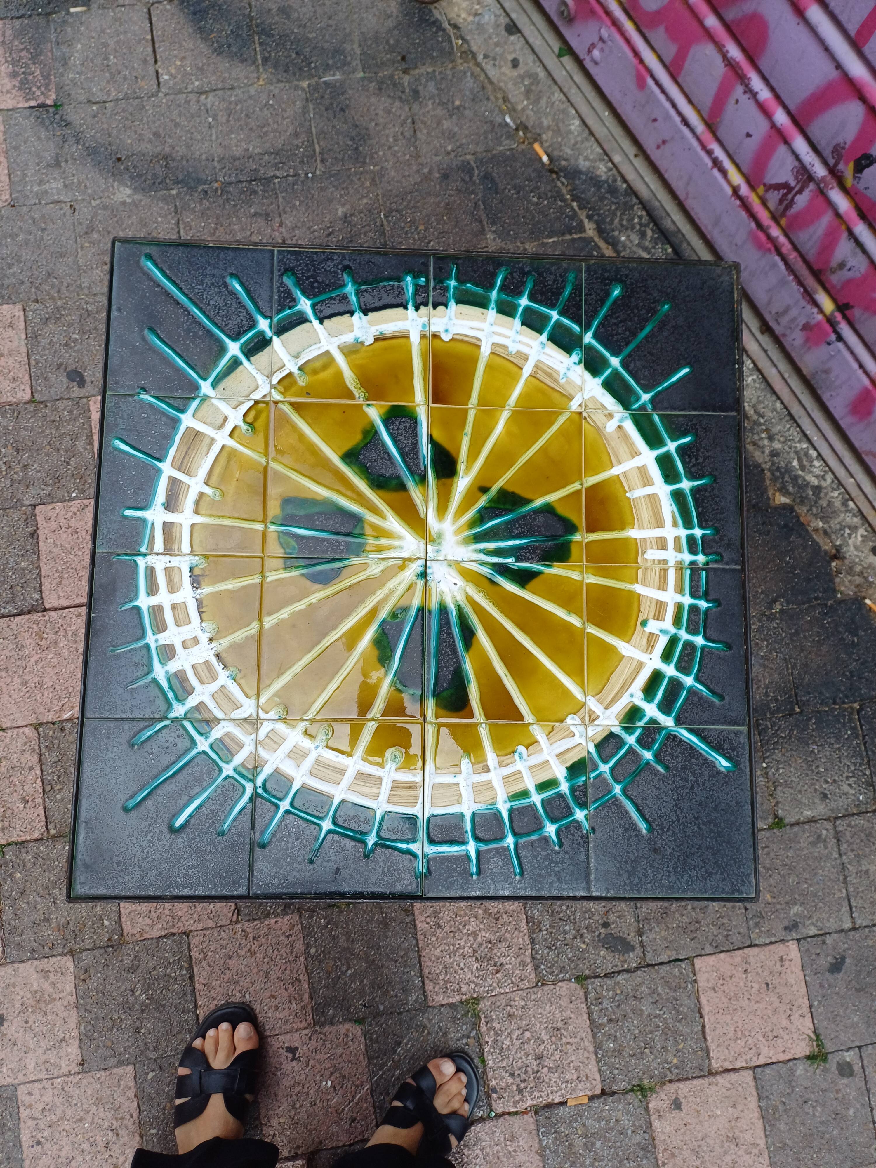 Vallauris style ceramic square coffee table