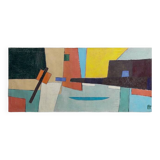 Contemporary painting, geometric composition, unsigned, 20th century, oil on canvas, 70x160cm, unframed
