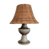 Stoneware and rattan lamp