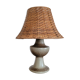 Lampe en grès et rotin