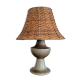 Stoneware and rattan lamp