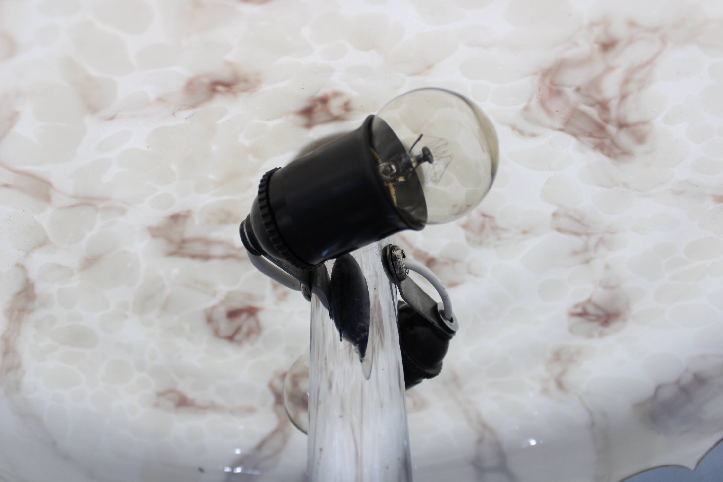 Czechoslovak Art Deco chrome table lamp with marbled glass, 1930s