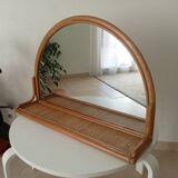 Miroir tablette vintage en rotin