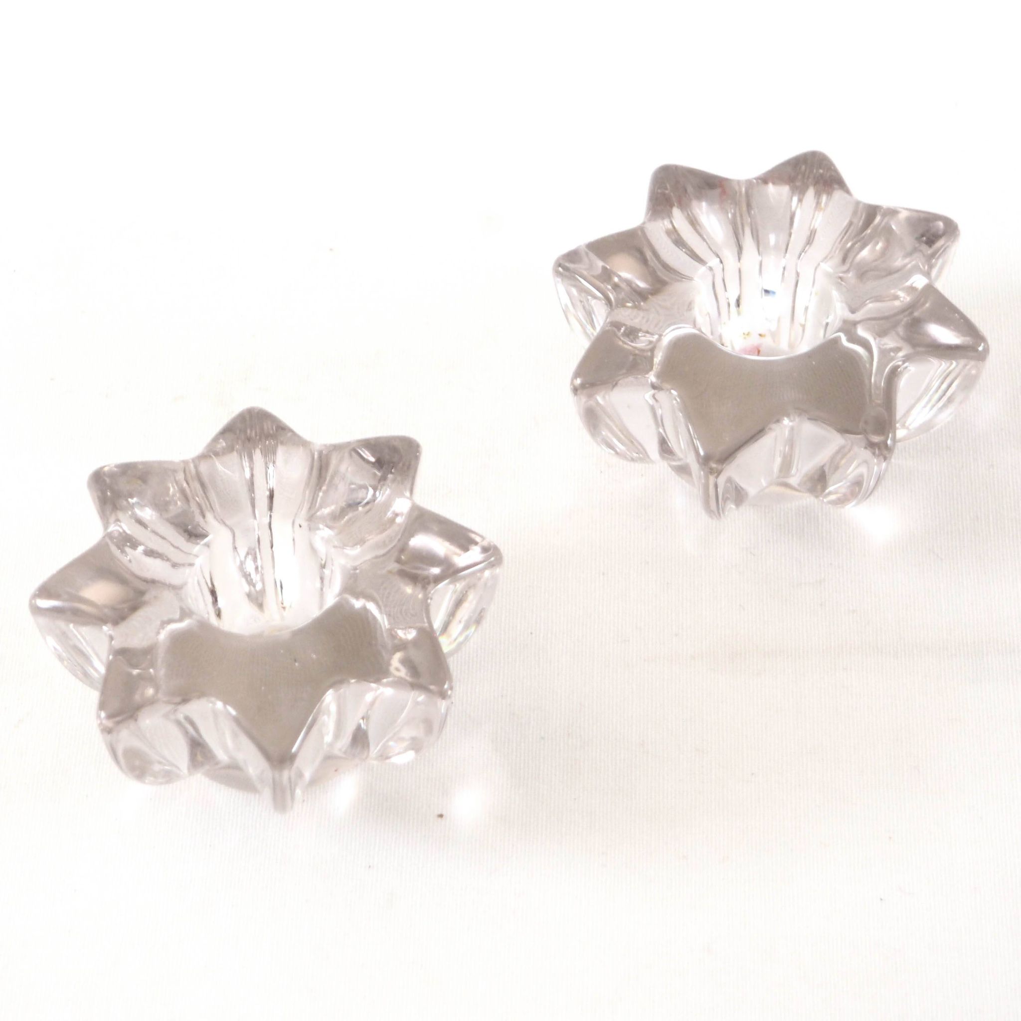 Pair of small crystal candlesticks