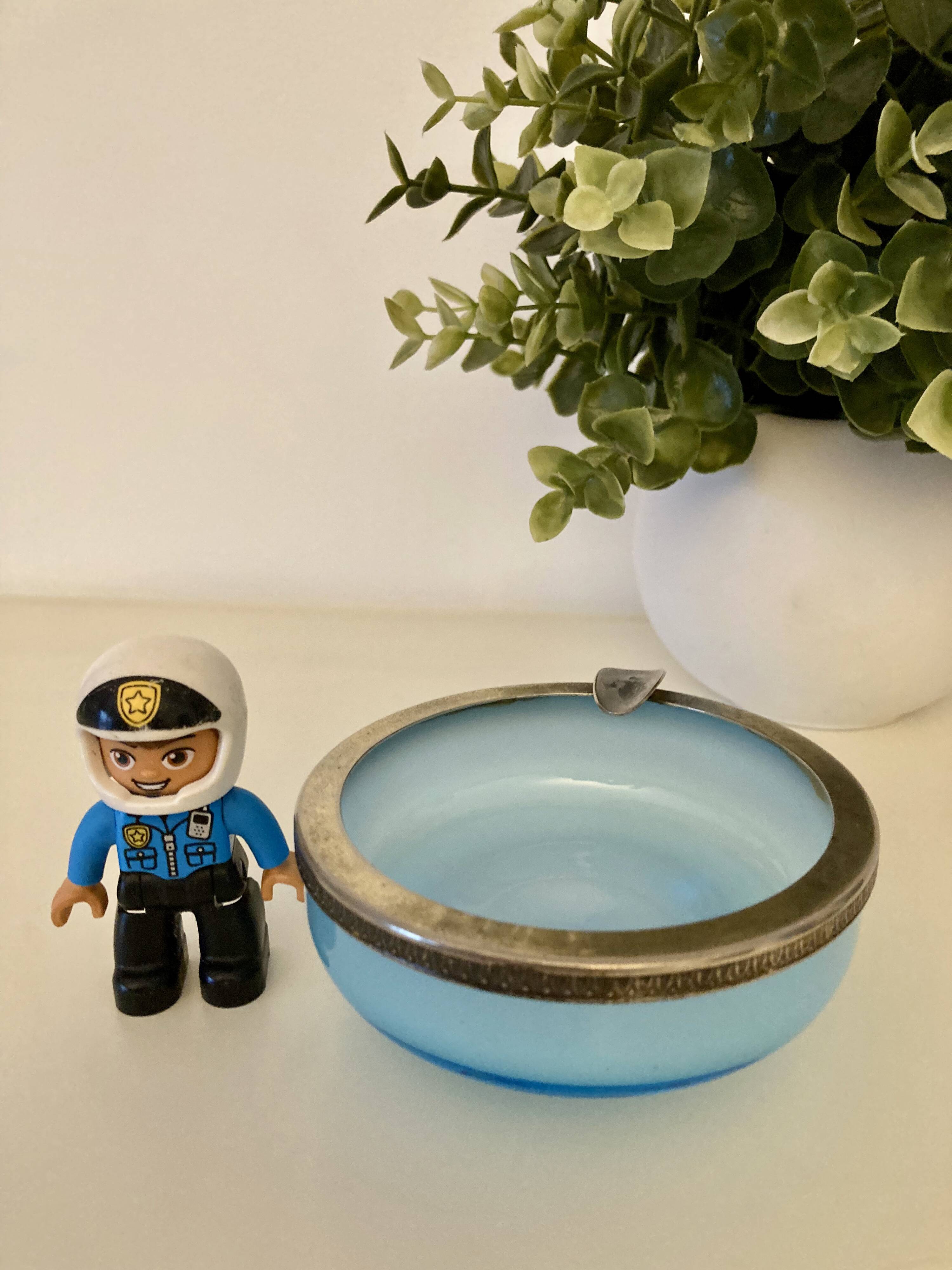 Blue opaline ashtray